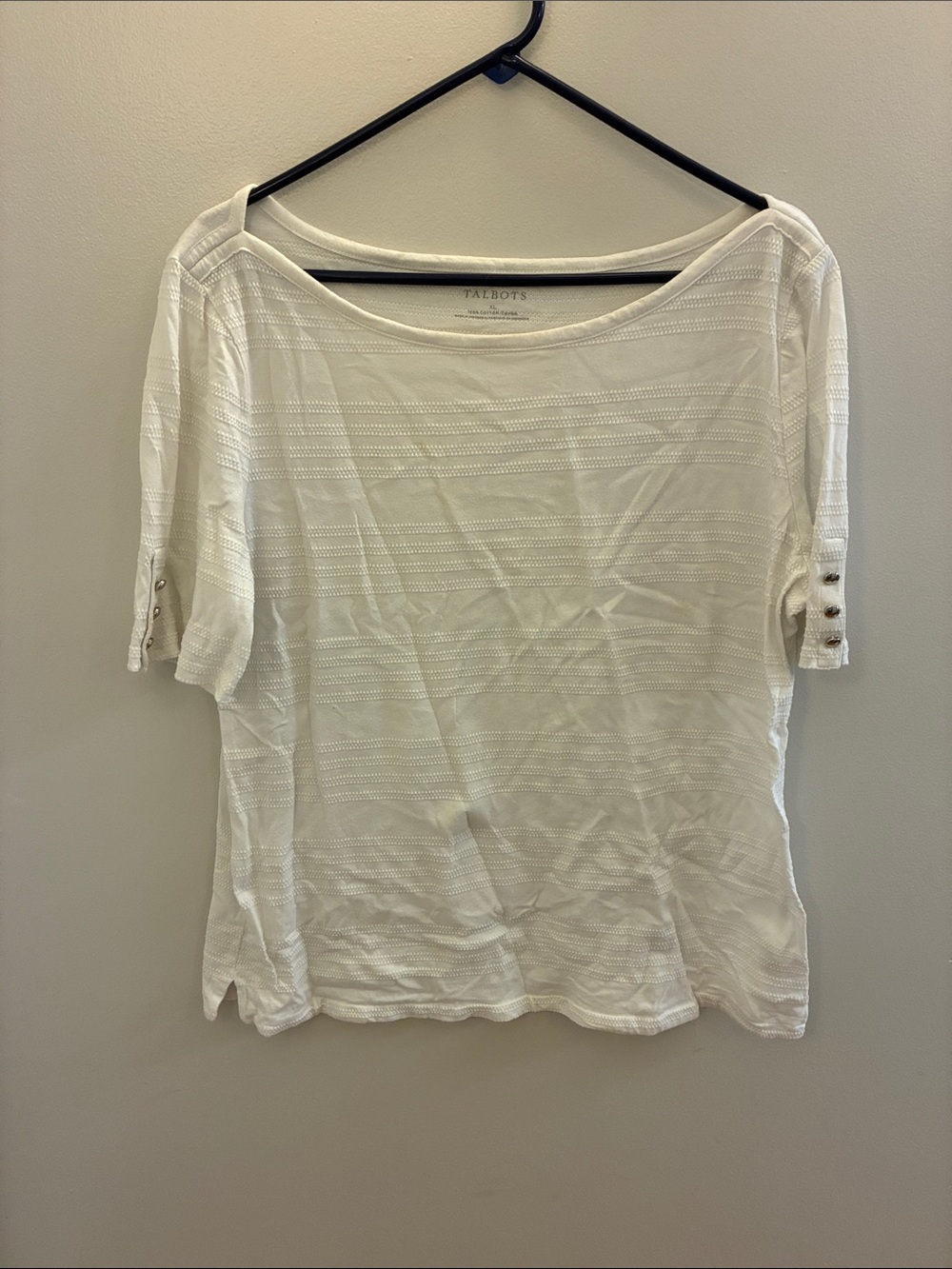 Talbots White Top Buttoned Sleeves XL